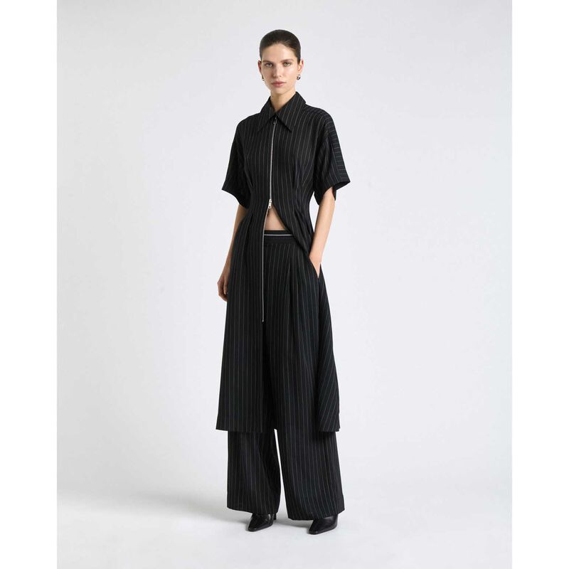 Cue Sheer Stripe Zip Front Midi Dress image number 3